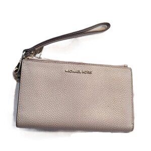 Michael Kors Adele Double Zip Wristlet Wallet 32T8TFDW4L Purse Truffle Leather